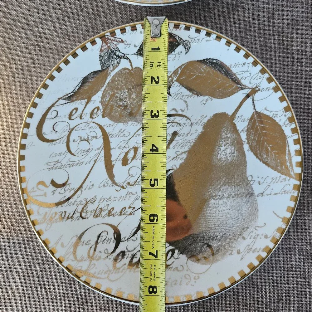 Restoration Hardware Dining Set of 4 Gold Holiday Plates 8.25
